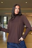 Essential Body Stretch Cotton Ruffle Neck Layering Top Chocolate - 